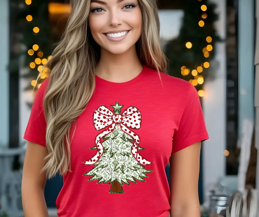 Frosty Christmas Tree With Bow 10 Pack