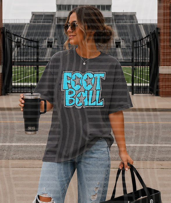 Preppy Checker Football: Bright Blue DTF Transfer