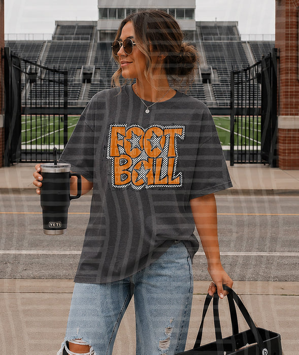 Preppy Checker Football: Burnt Orange DTF Transfer