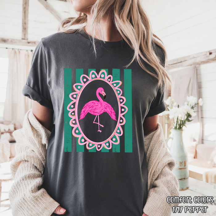 Scalloped Flamingo DTF Transfer