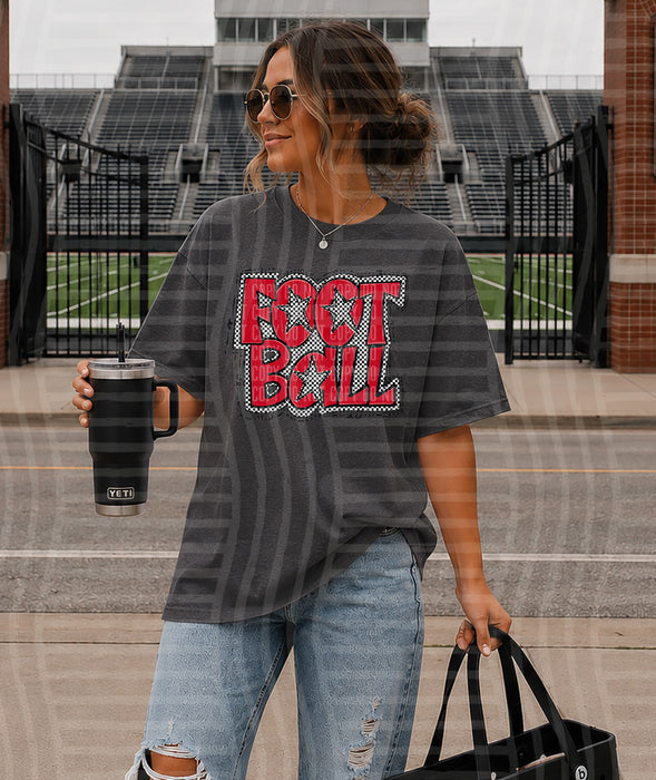 Preppy Checker Football: Cherry Red DTF Transfer