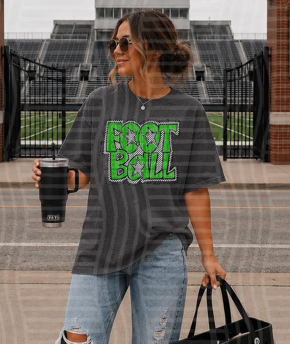 Preppy Checker Football: Green DTF Transfer
