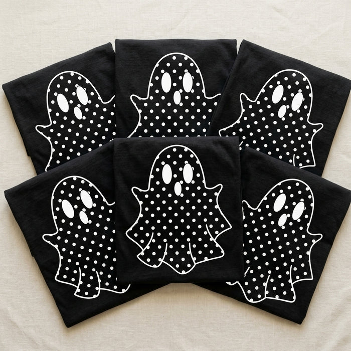 White Polka Ghost DTF Transfer