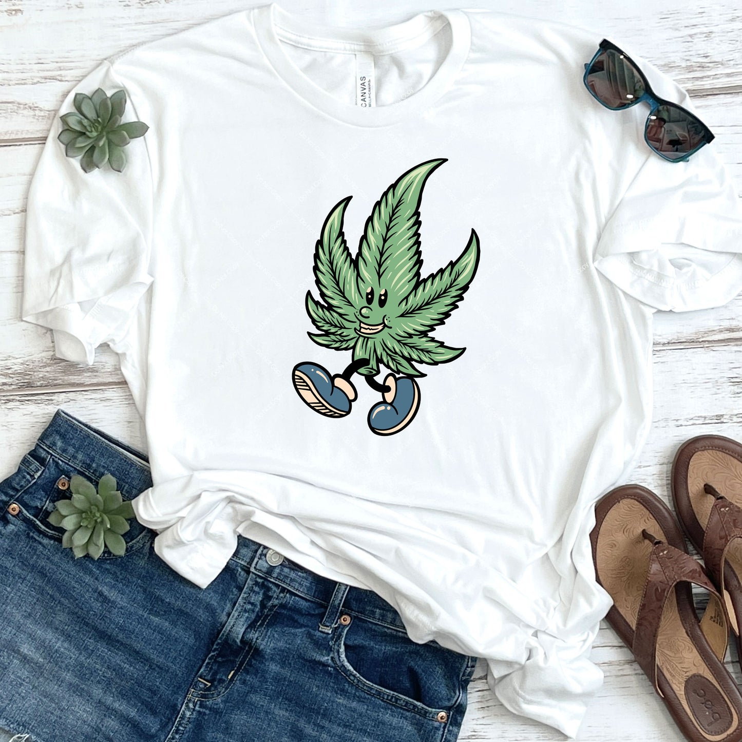 Happy Cannabis Leaf DTF
