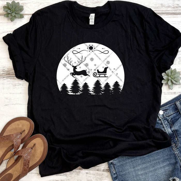 Santa's Sleigh In A Full Moon DTF