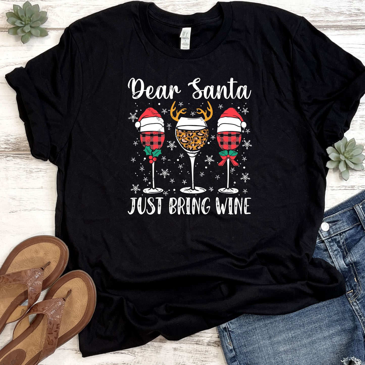 Dear Santa Bring Us Wine DTF