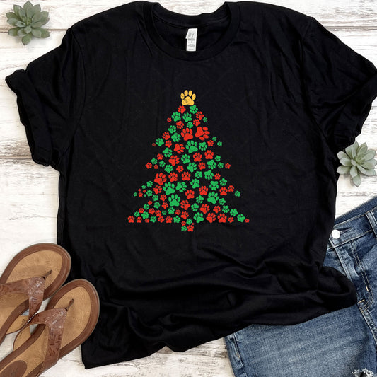 Paw Print Christmas Tree DTF