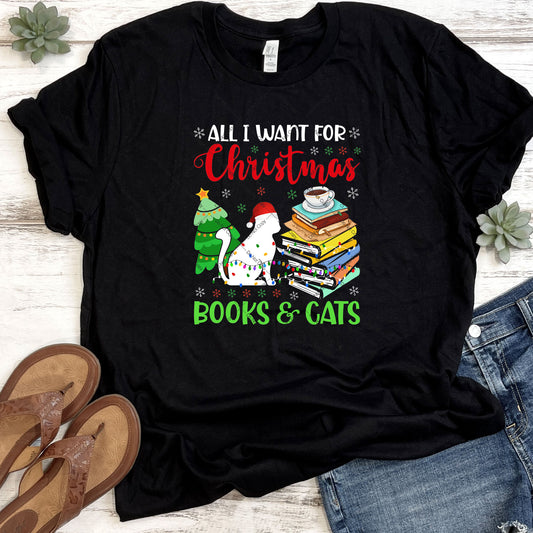 All I Want for Christmas Cats & Books DTF