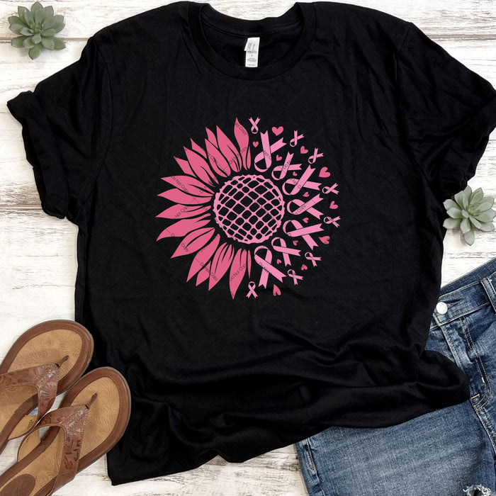 Pink Ribbon Sunflower DTF