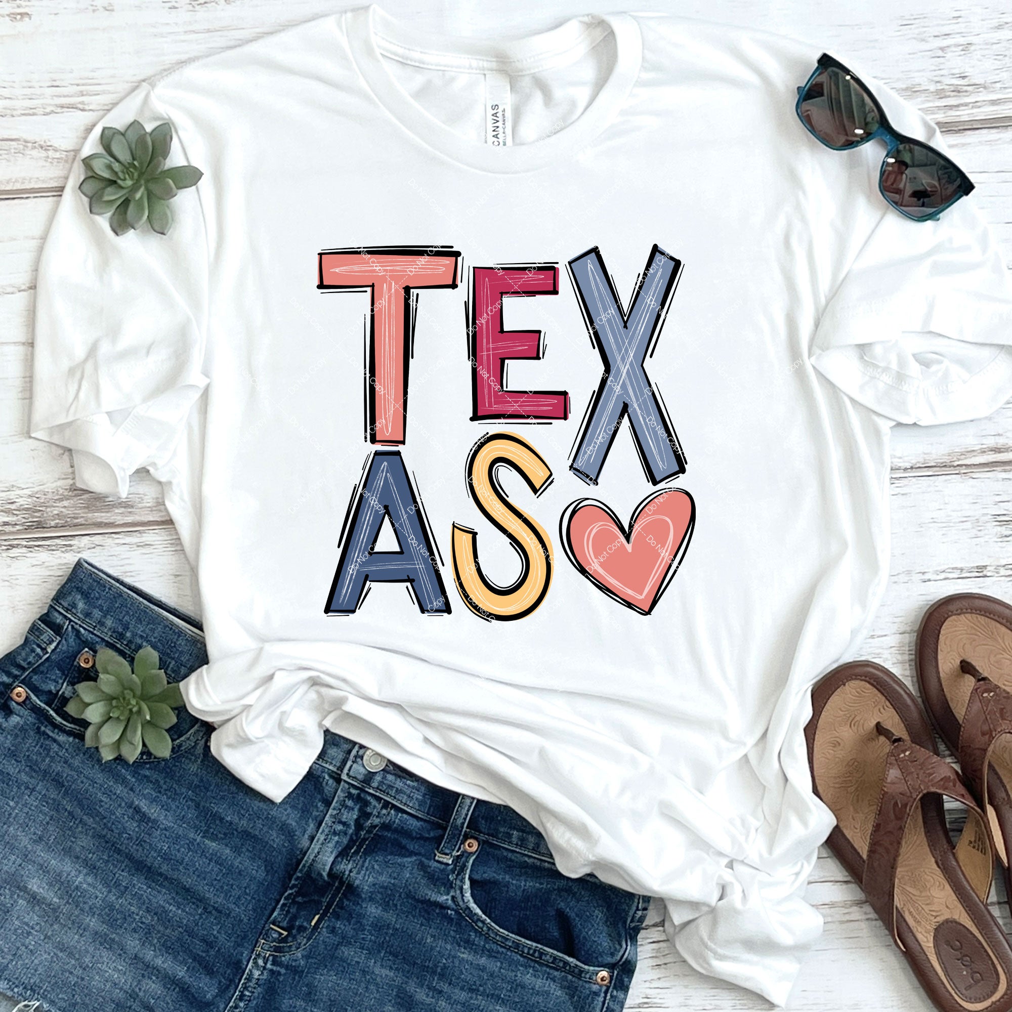 Hand Drawn Texas DTF Transfer – Sunny Daze Transfers