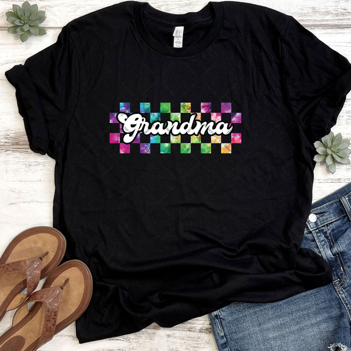 Tie Dye Checkered Grandma DTF Transfer