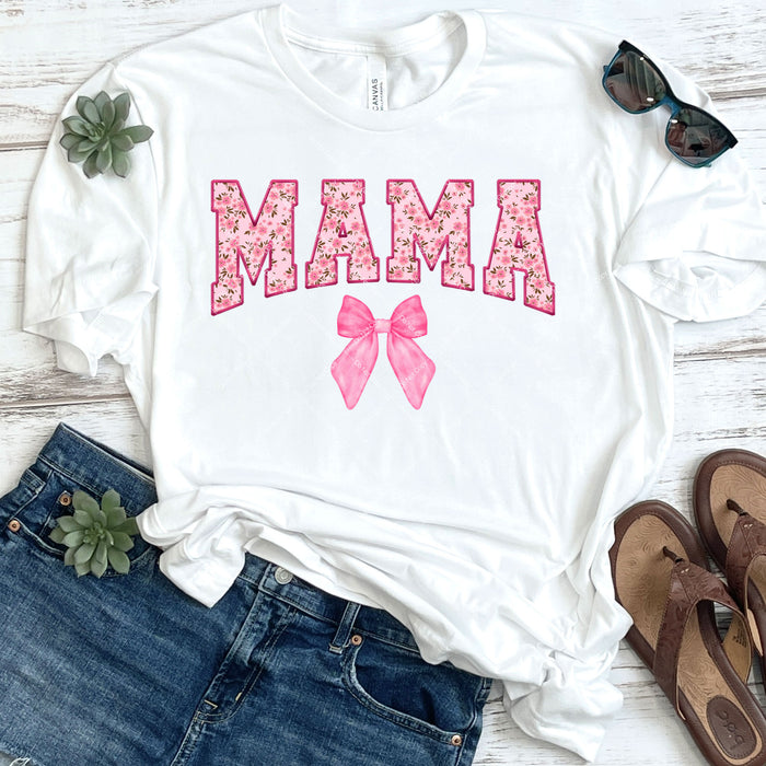 Pink Bow Floral Mama DTF Transfer