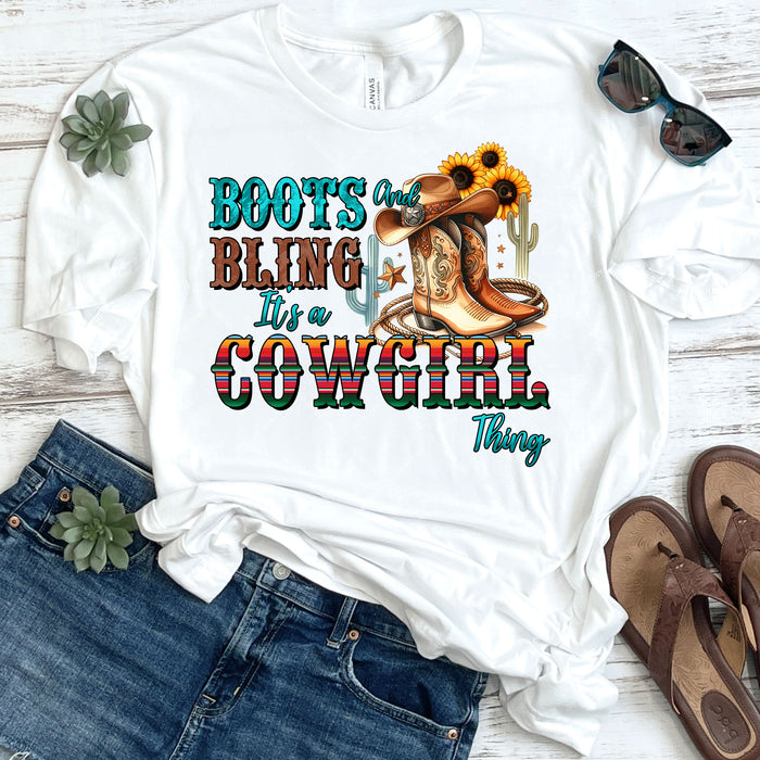 Boots And Bling It's A Cowgirl Thing DTF Transfer