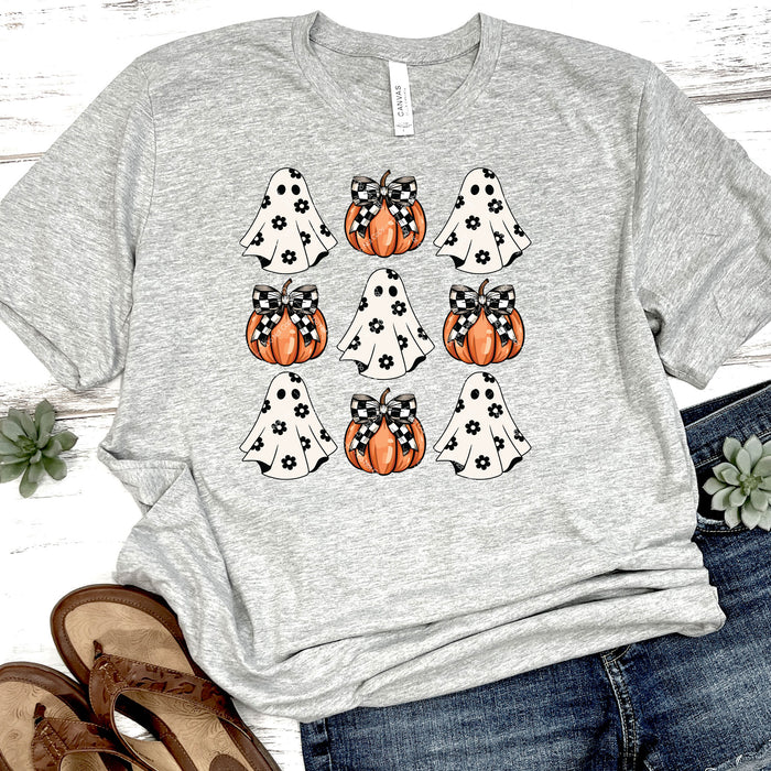 Ghosts With Daisies & Pumpkins With Bows DTF Transfer