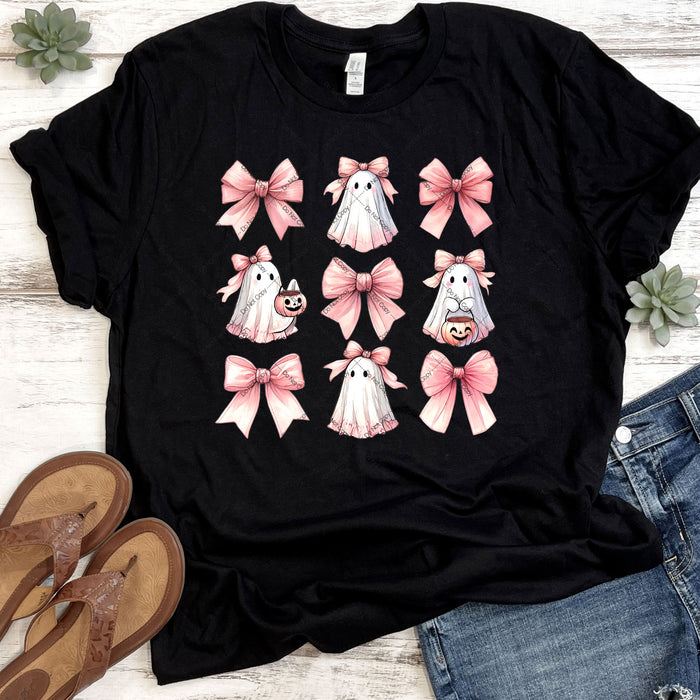 Cute Ghosts With Pink Bows DTF Transfer