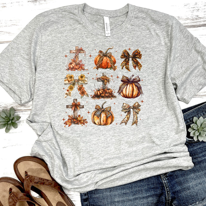 Fall Pumpkins, Crosses & Leopard Print Bows DTF Transfer
