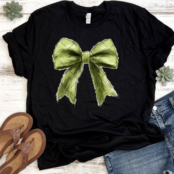 Furry Green Coquette Bow DTF Transfer