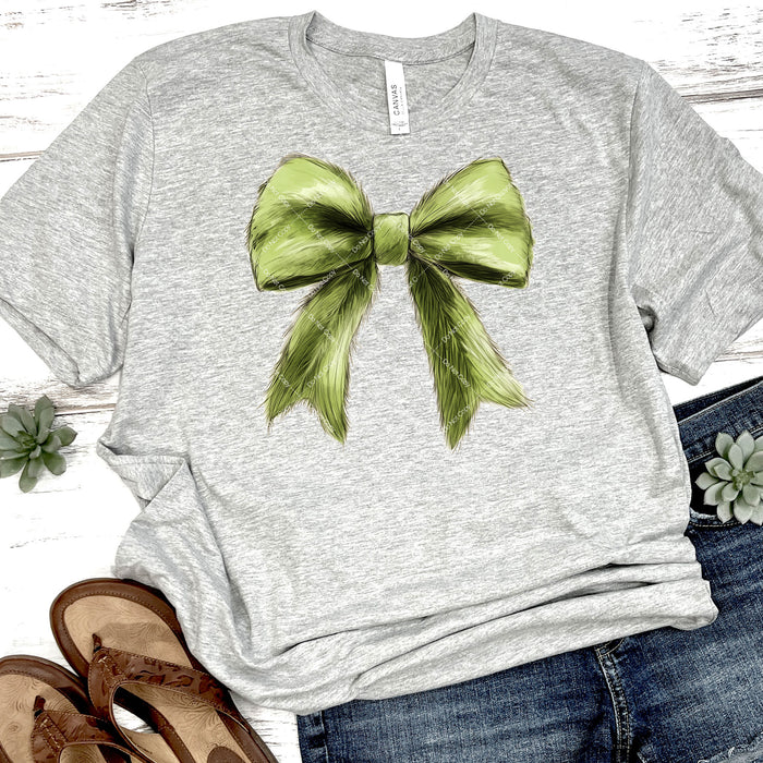 Furry Green Coquette Bow DTF Transfer