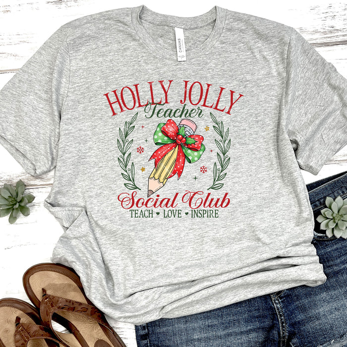 Holly Jolly Teacher Social Club DTF Transfer
