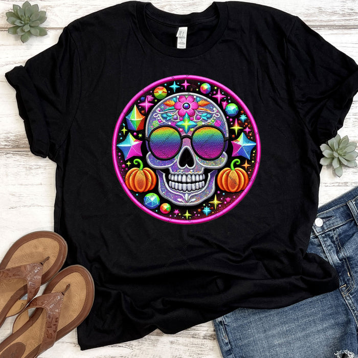 Colorful Sparkling Skull DTF Transfer