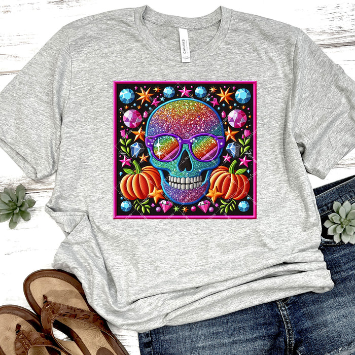 Sparkly Halloween Skull DTF Transfer