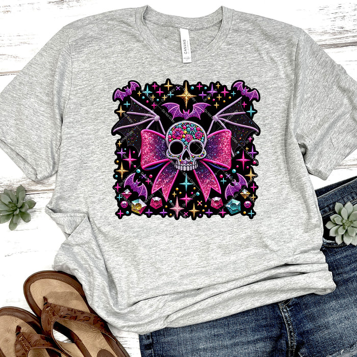 Bat Skull With  Bow DTF Transfer