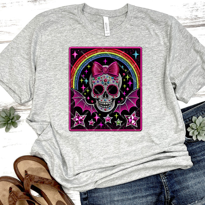 Bat Skull With  Bow DTF Transfer