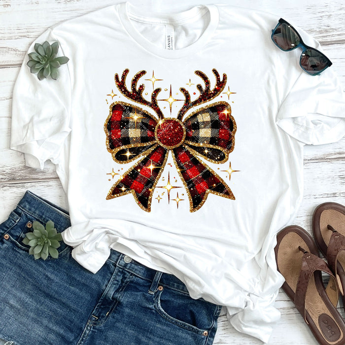 Reindeer Christmas Bow DTF Transfer