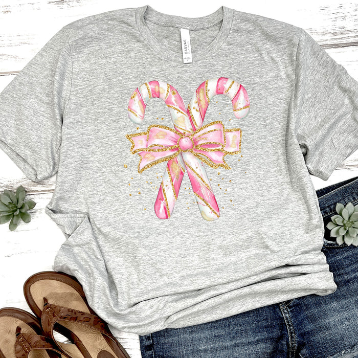 Pink Candy Canes With Bow DTF Transfer
