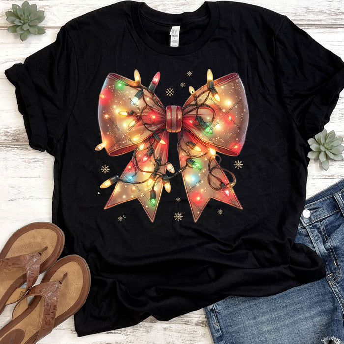 Coquette Bow With Christmas Lights DTF Transfer