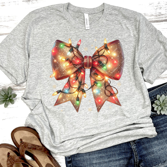 Coquette Bow With Christmas Lights DTF Transfer