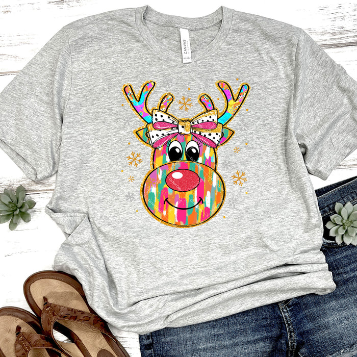 Colorful Christmas Reindeer DTF Transfer