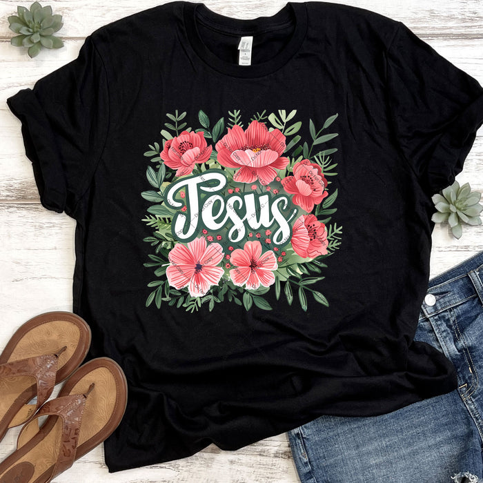 Floral Jesus DTF Transfer