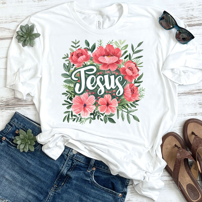 Floral Jesus DTF Transfer
