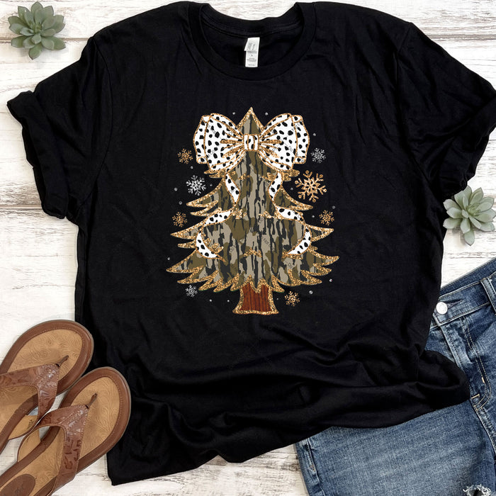 Christmas Tree With Dalmatian Print Coquette Bow DTF Transfer