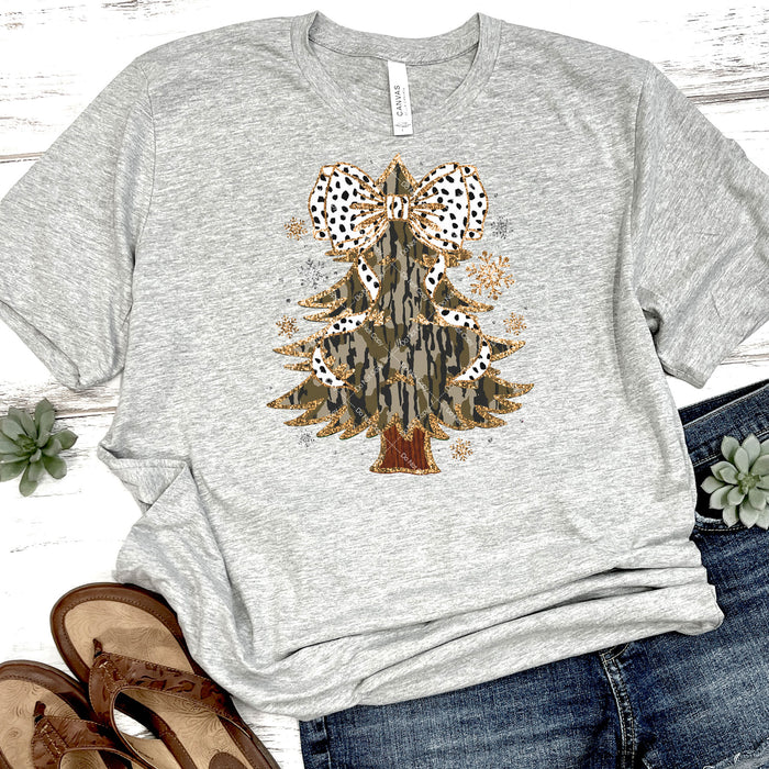Christmas Tree With Dalmatian Print Coquette Bow DTF Transfer