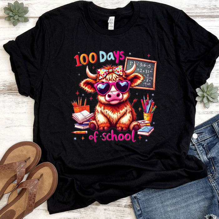 Little Highland Cow 100 Days of School  DTF Transfer