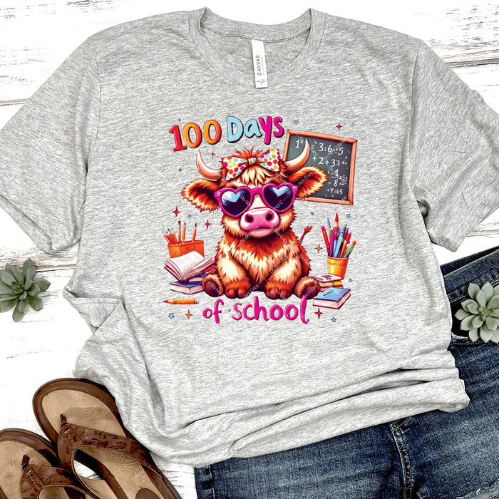 Little Highland Cow 100 Days of School  DTF Transfer