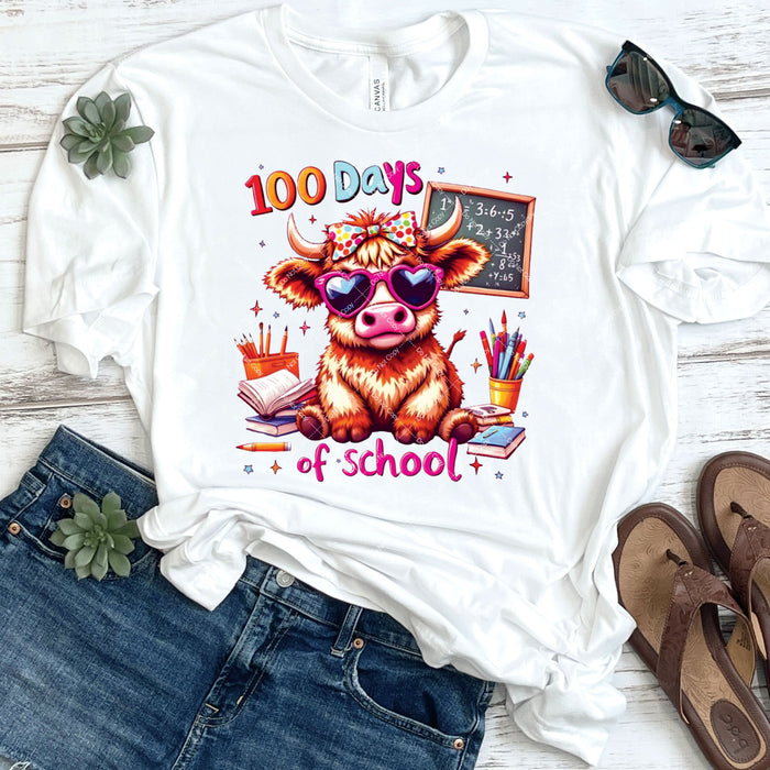 Little Highland Cow 100 Days of School  DTF Transfer