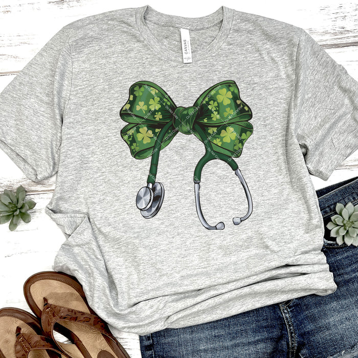 St. Patrick's Day Nurse Stethoscope Bow DTF Transfer