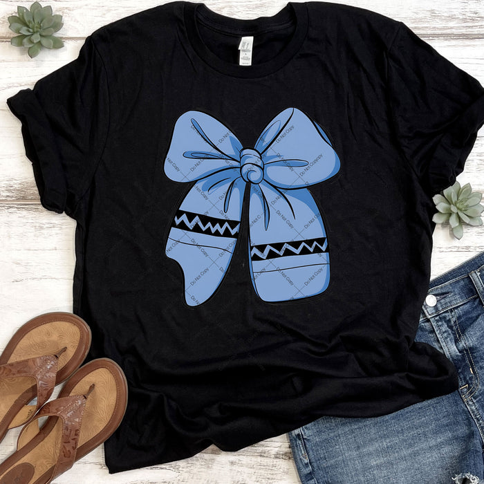 Blue Crayon Bow DTF Transfer