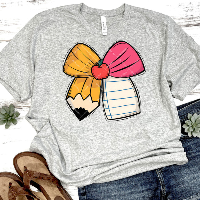 Notebook & Pencil Bow DTF Transfer