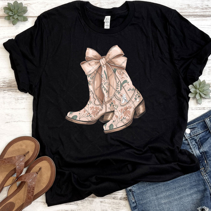 Floral Boots With Bow DTF Transfer