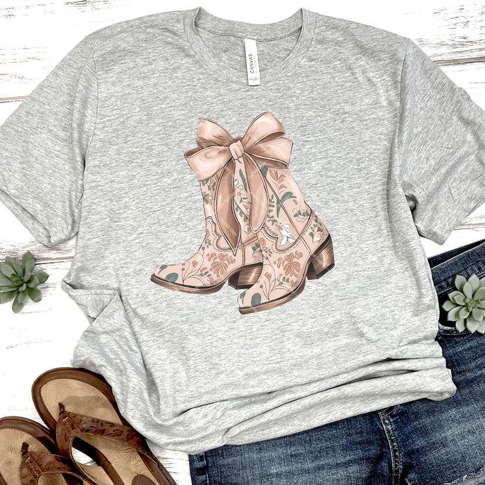 Floral Boots With Bow DTF Transfer