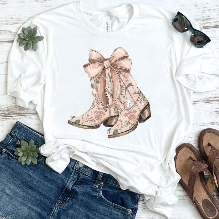 Floral Boots With Bow DTF Transfer