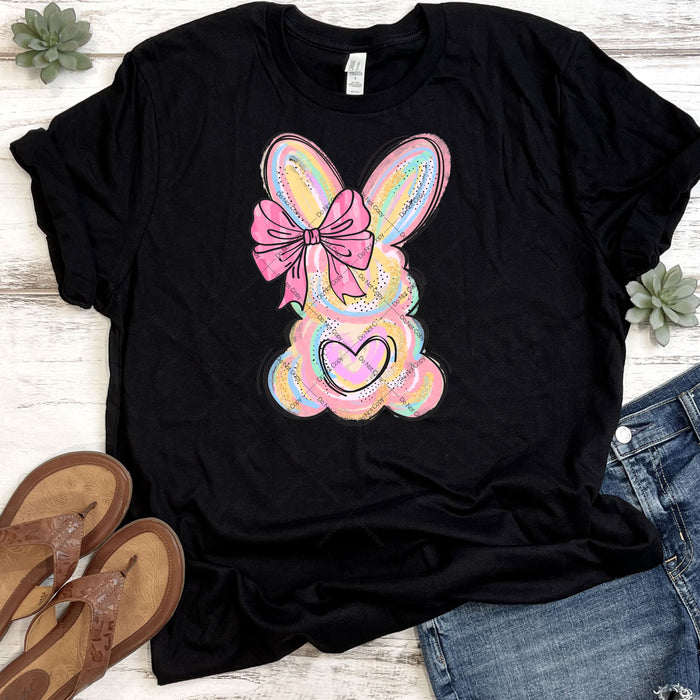 Colorful Easter Bunny With Bow DTF Transfer