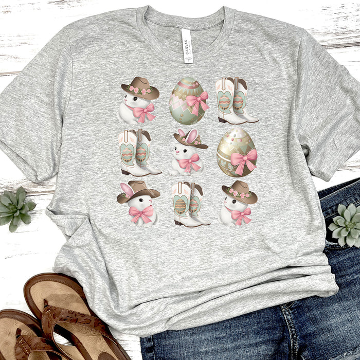 Cute Easter Bunnies & Cowboy Boots DTF Transfer