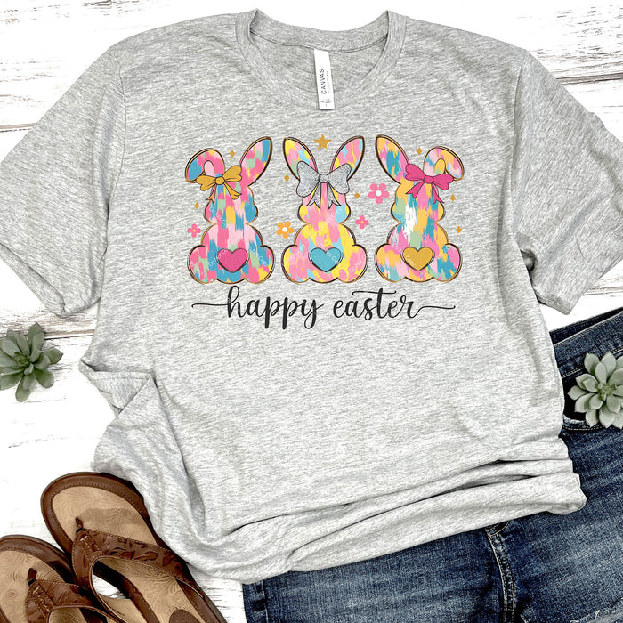 Colorful Happy Easter Bunnies DTF Transfer