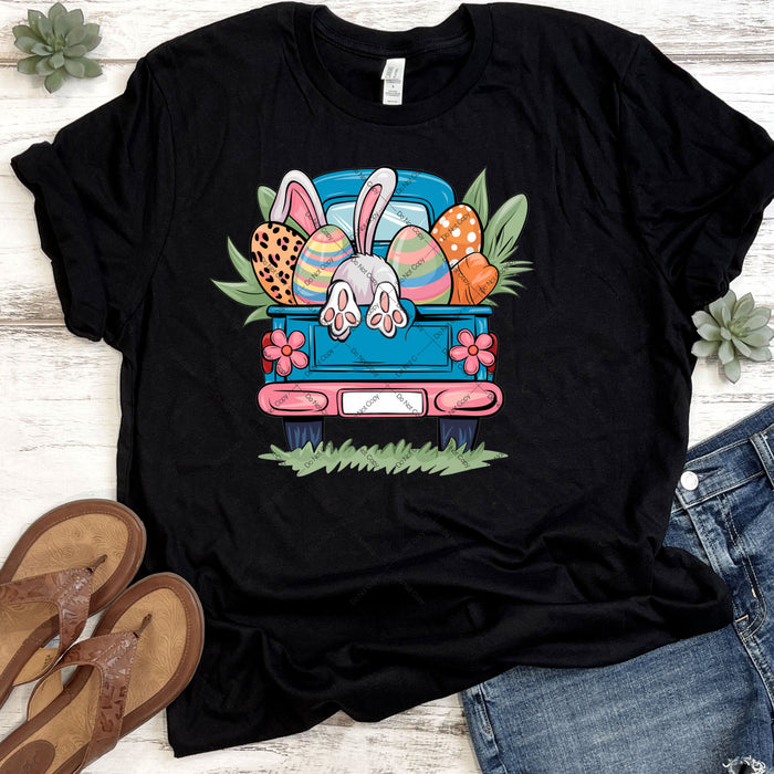 Funny Bunny In A Pickup Truck DTF Transfer
