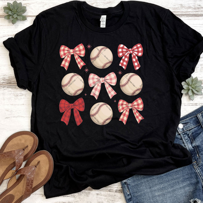 Baseballs & Bows DTF Transfer
